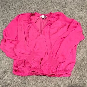 Elegant Pink Women's Ruffled Blouse